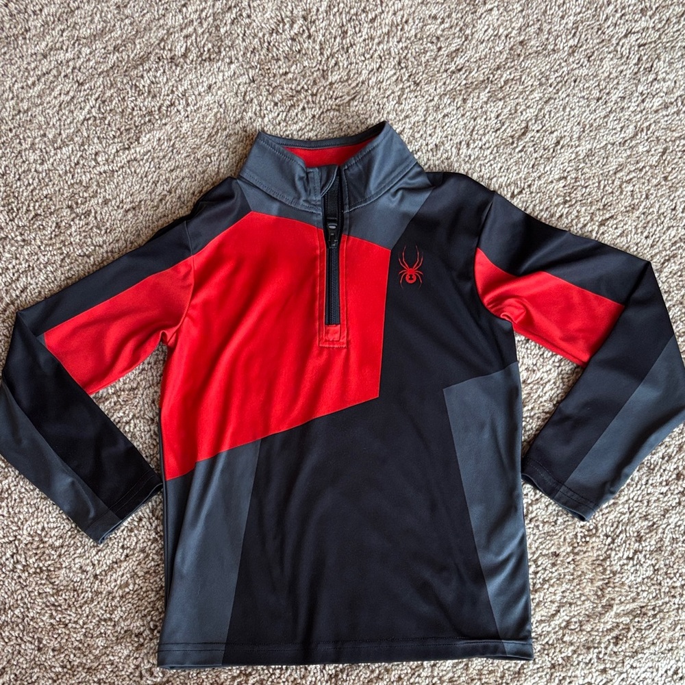 Spyder Black and Red Quarter-Zip Top
